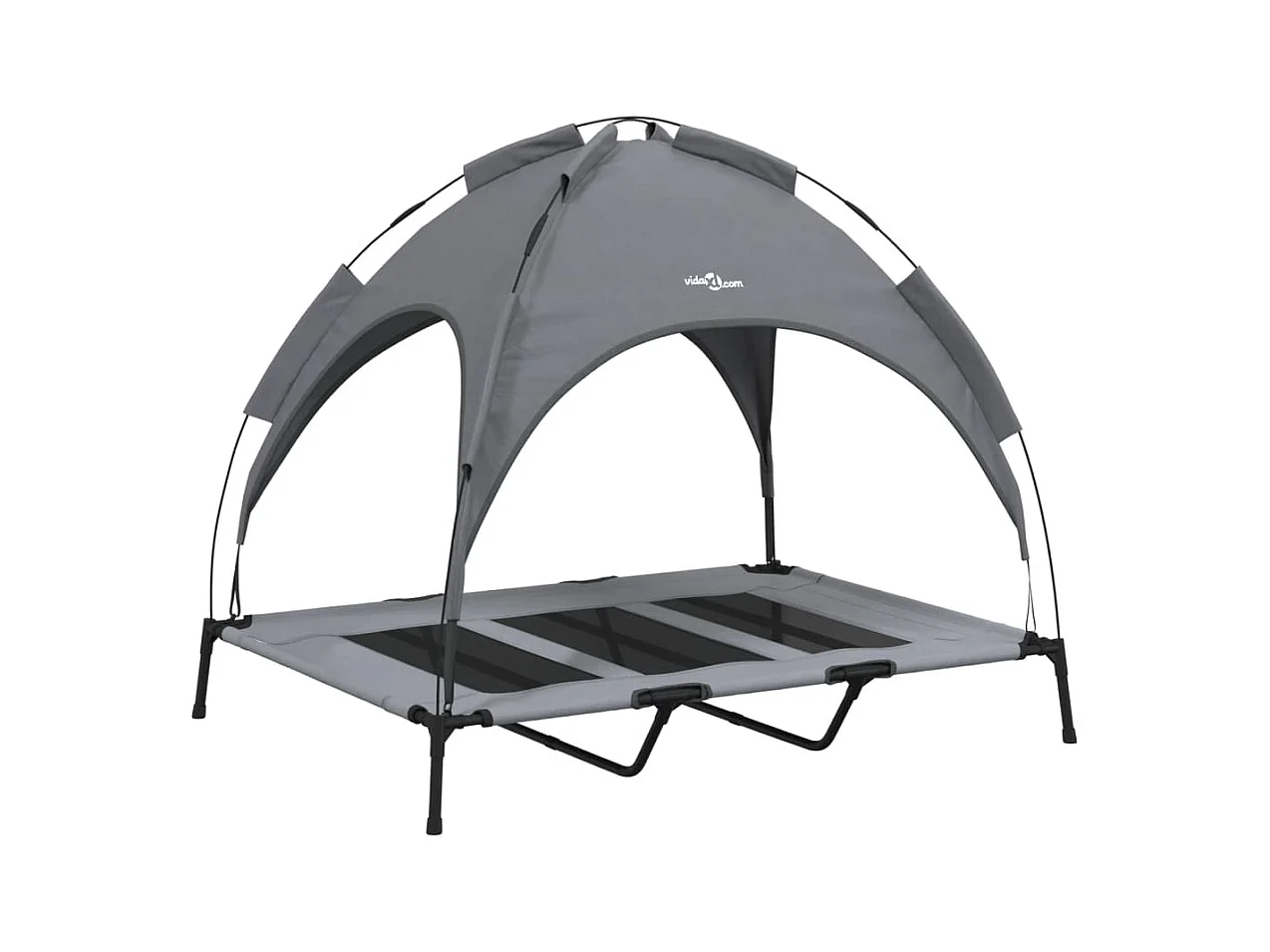 Selvya  Lit pour cen avec auvent anthracite tissu Oxford et acier