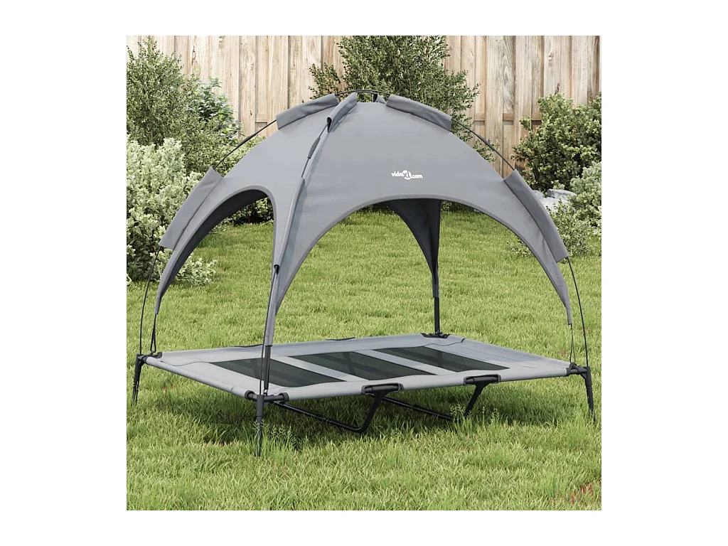 Selvya  Lit pour cen avec auvent anthracite tissu Oxford et acier