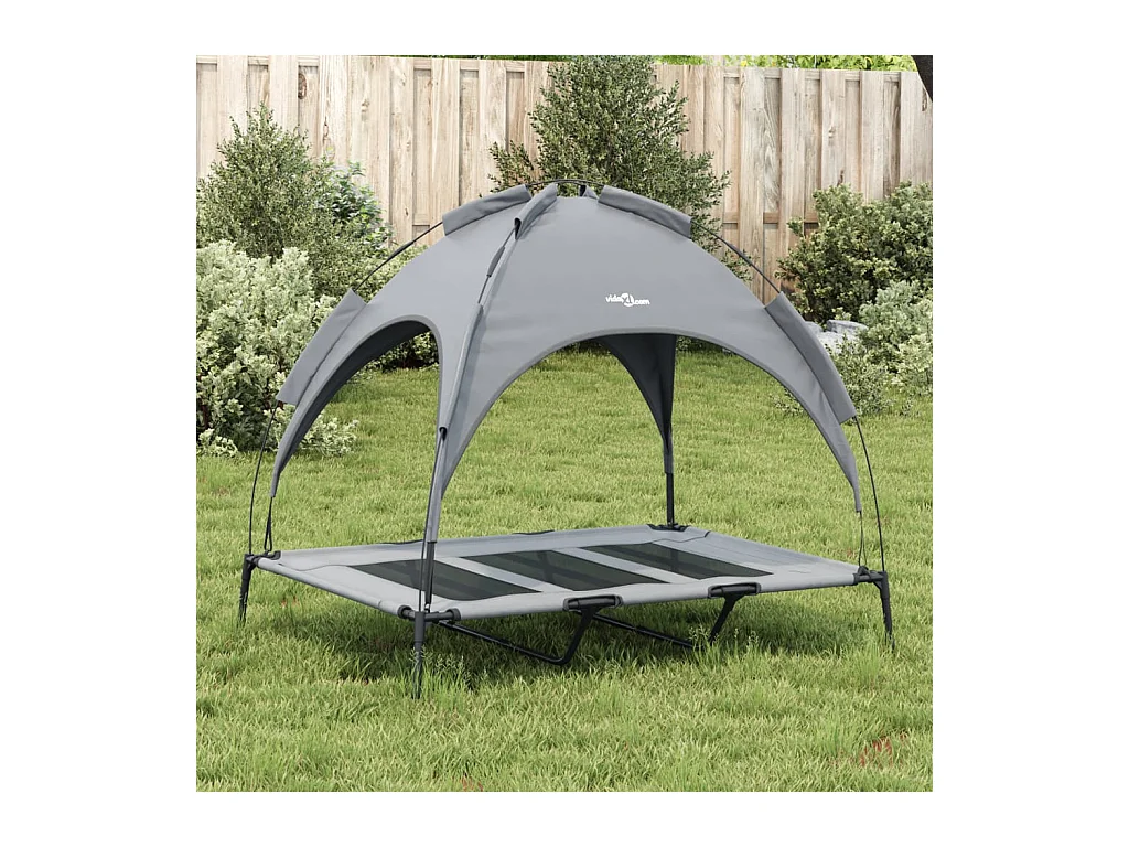 Selvya  Lit pour cen avec auvent anthracite tissu Oxford et acier