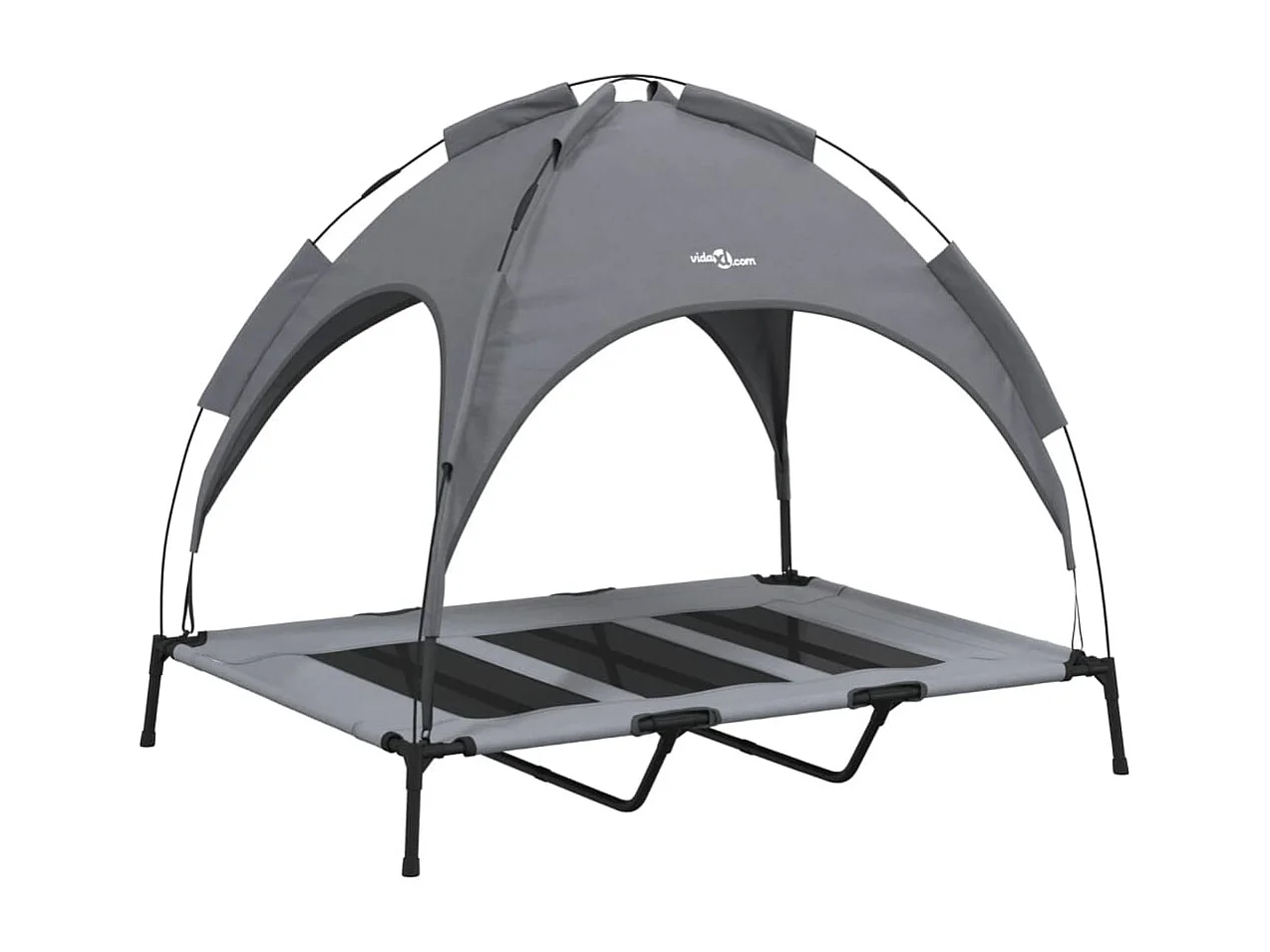 Selvya  Lit pour cen avec auvent anthracite tissu Oxford et acier