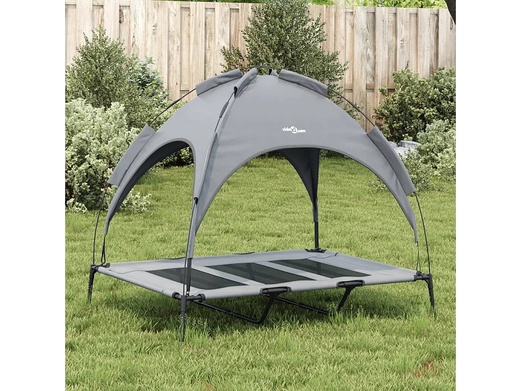 Selvya  Lit pour cen avec auvent anthracite tissu Oxford et acier