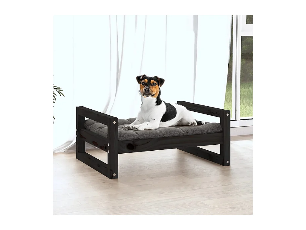 Harelbeke  Lit pour cen Noir 55,5x45,5x28 cm Bois de pin solide