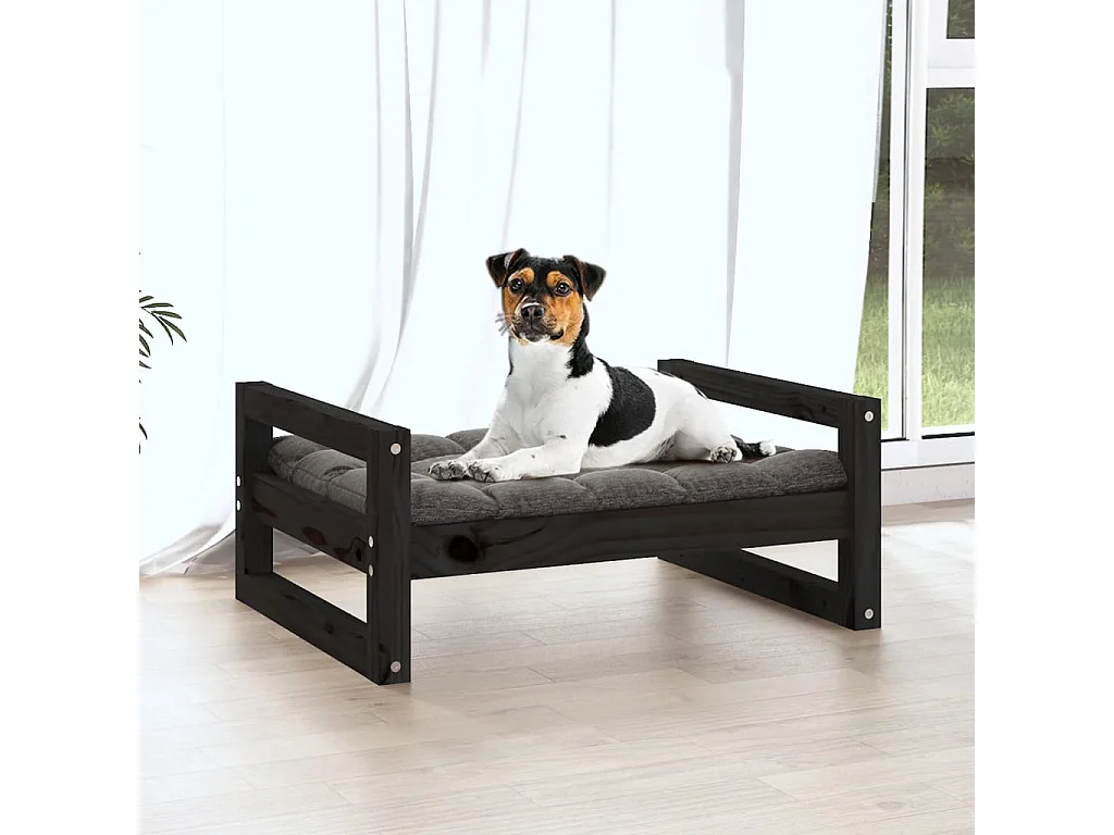 Harelbeke  Lit pour cen Noir 55,5x45,5x28 cm Bois de pin solide