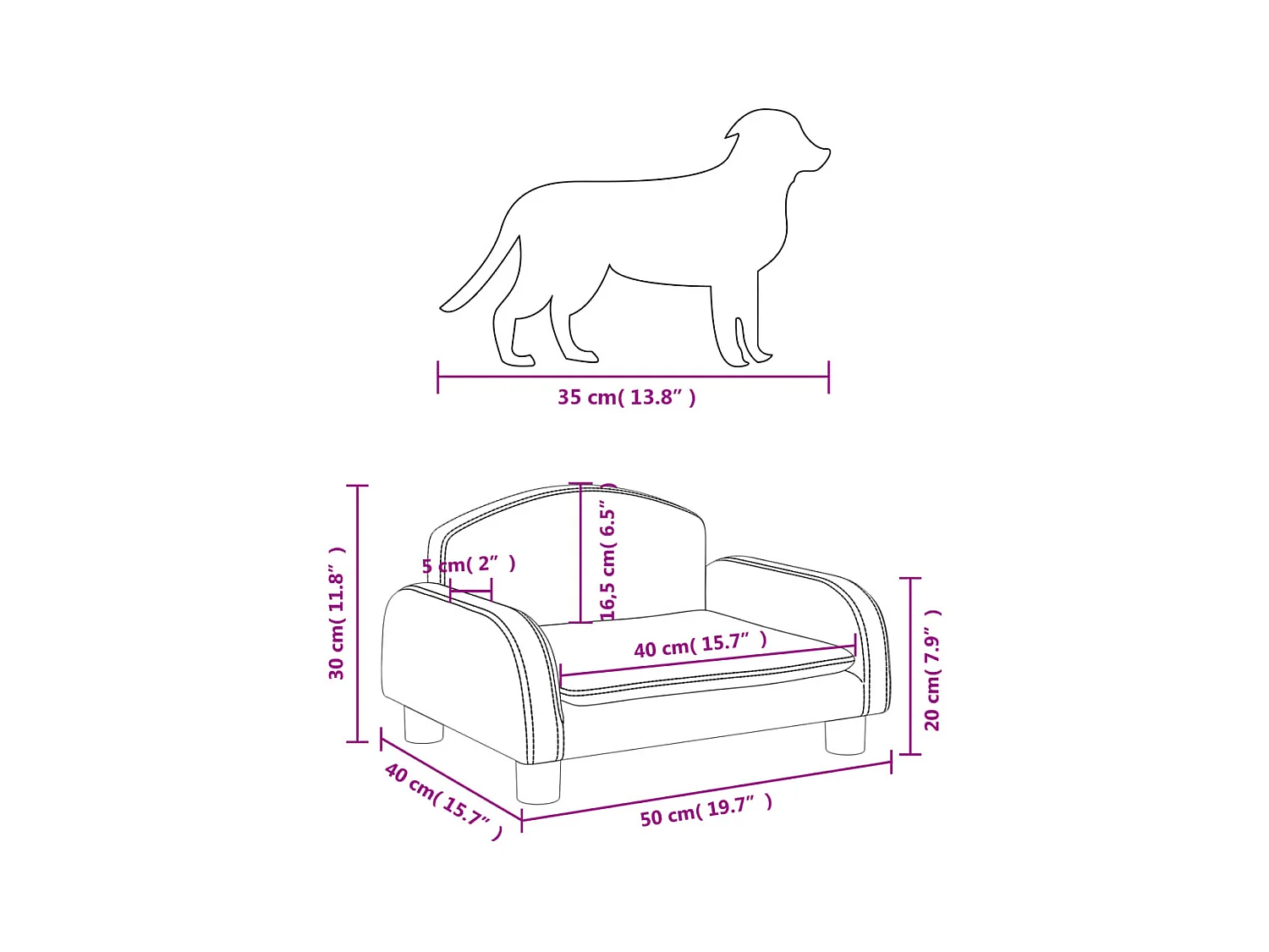 Nezihe  Lit pour cen marron 50x40x30 cm similicuir