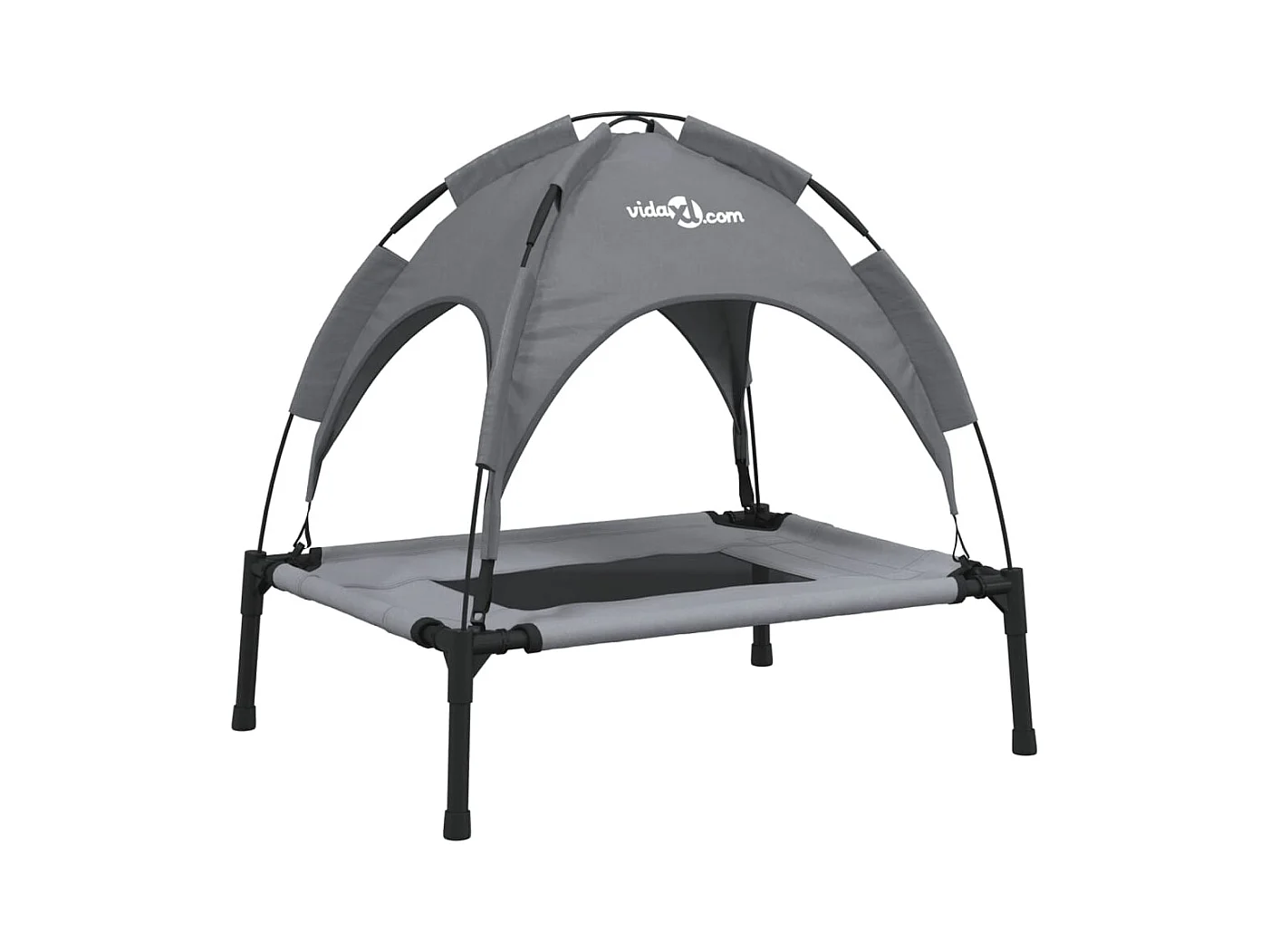 Selvya  Lit pour cen avec auvent anthracite tissu Oxford et acier