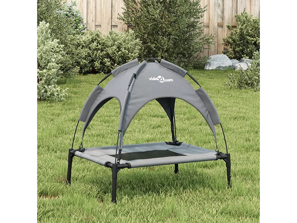 Selvya  Lit pour cen avec auvent anthracite tissu Oxford et acier