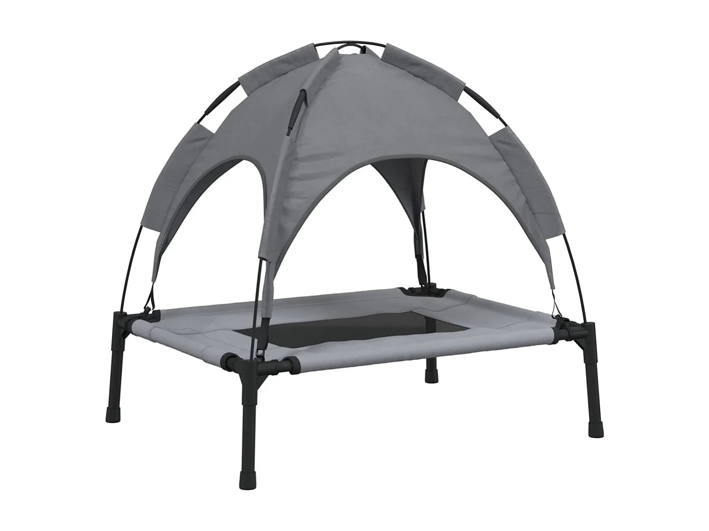 Selvya  Lit pour cen avec auvent anthracite tissu Oxford et acier