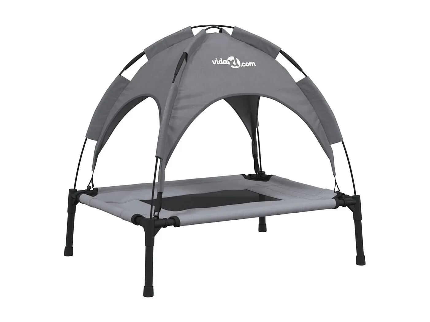 Selvya  Lit pour cen avec auvent anthracite tissu Oxford et acier