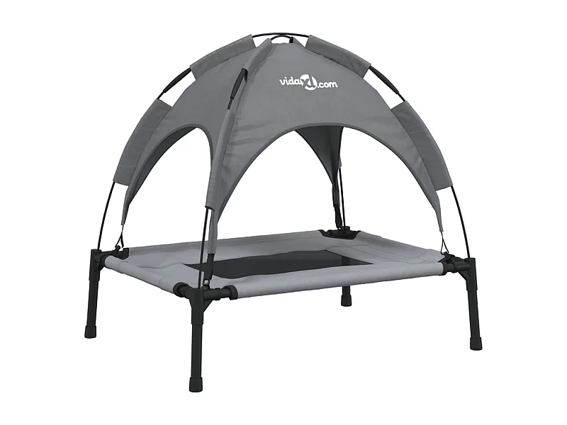 Selvya  Lit pour cen avec auvent anthracite tissu Oxford et acier