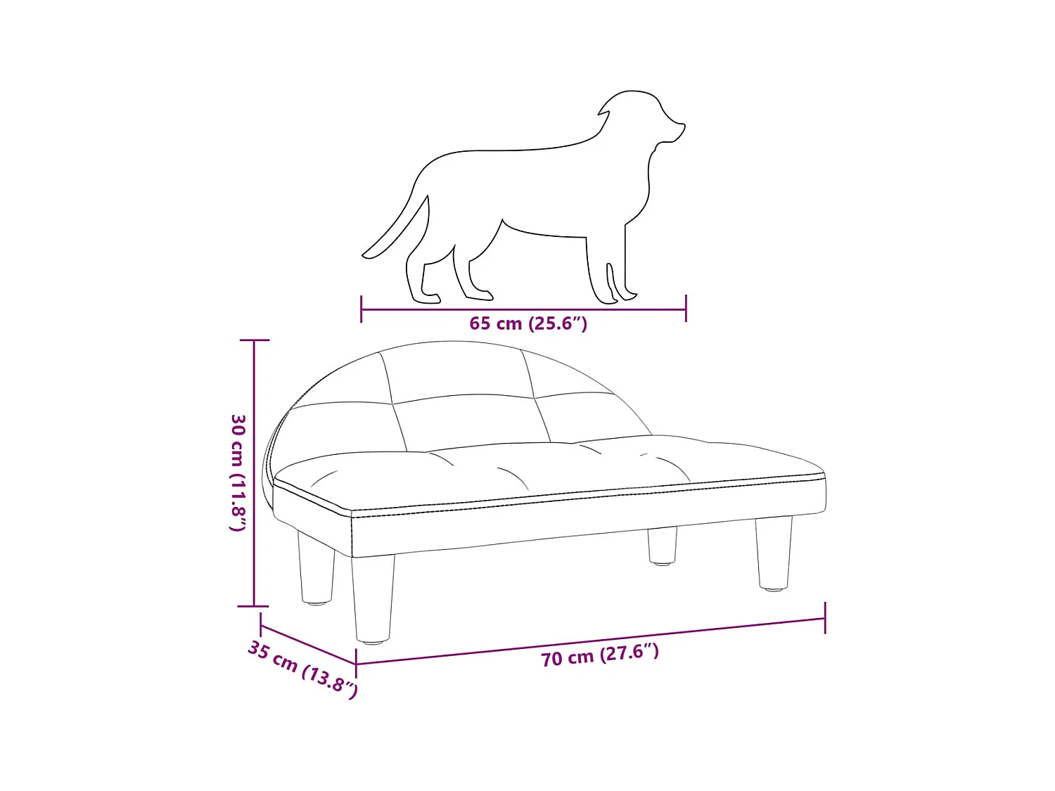 Fort Morgan  Lit pour cen gris clair 70x52x30 cm tissu