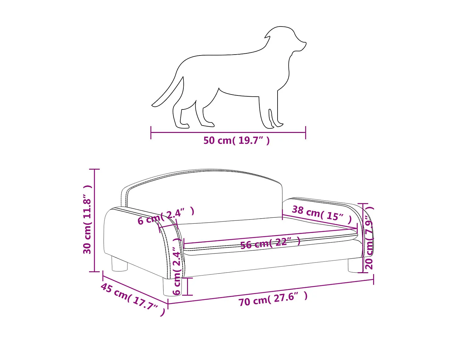 Nezihe  Lit pour cen gris clair 70x45x30 cm tissu