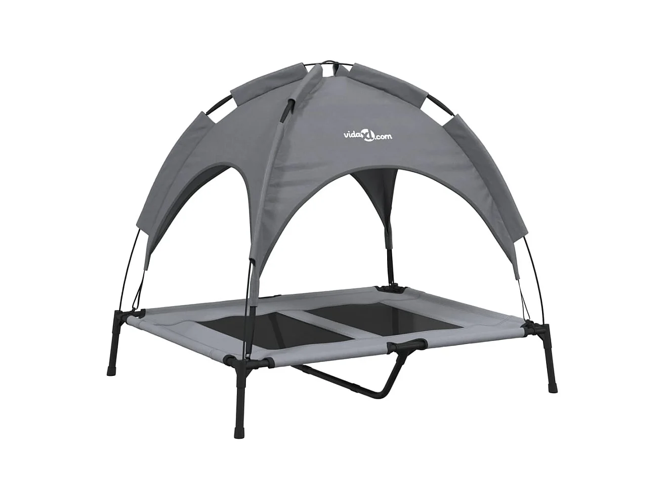 Selvya  Lit pour cen avec auvent anthracite tissu Oxford et acier