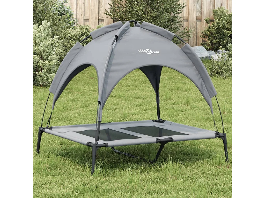 Selvya  Lit pour cen avec auvent anthracite tissu Oxford et acier