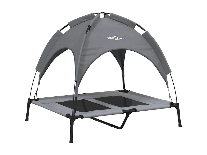 Selvya  Lit pour cen avec auvent anthracite tissu Oxford et acier