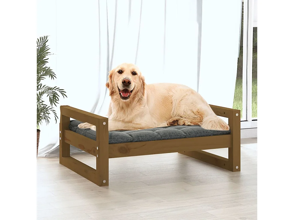 Harelbeke  Lit pour cen Marron miel 75,5x55,5x28 cm Bois de pin solide