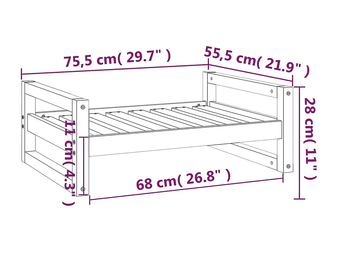 Harelbeke  Lit pour cen Marron miel 75,5x55,5x28 cm Bois de pin solide
