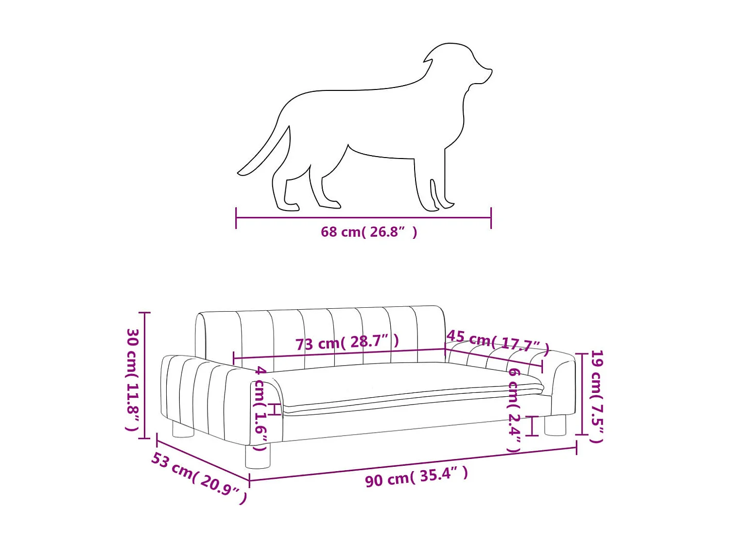 Trent Alan  Lit pour cen crème 90x53x30 cm tissu