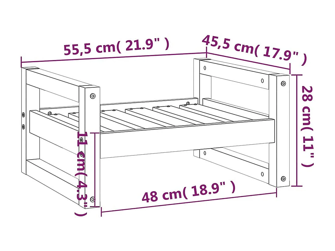 Harelbeke  Lit pour cen Blanc 55,5x45,5x28 cm Bois de pin solide