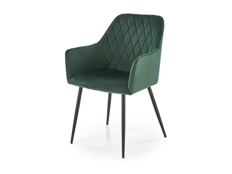 Chaise design en velours vert Ariane - Gris