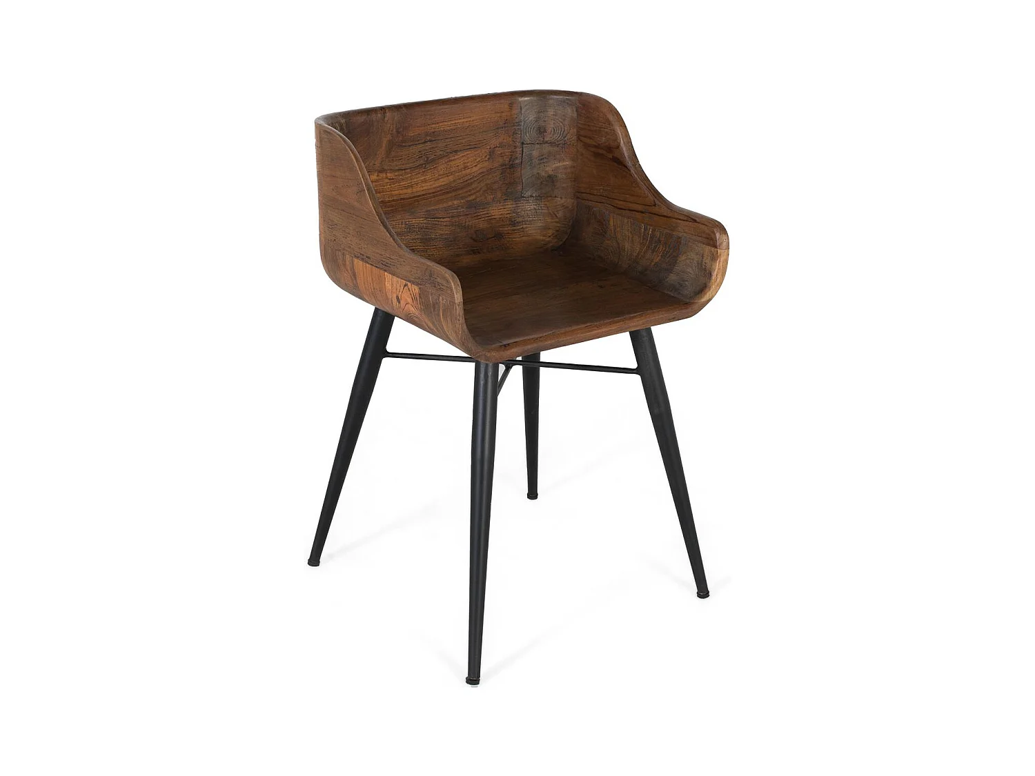 Chaise en bois de teck et pieds en fer