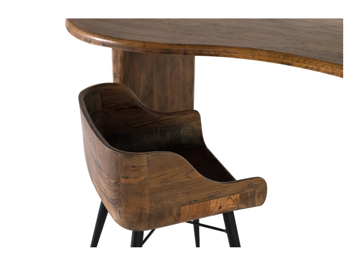 Chaise en bois de teck et pieds en fer