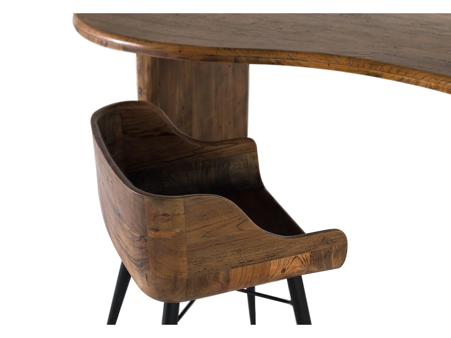 Chaise en bois de teck et pieds en fer