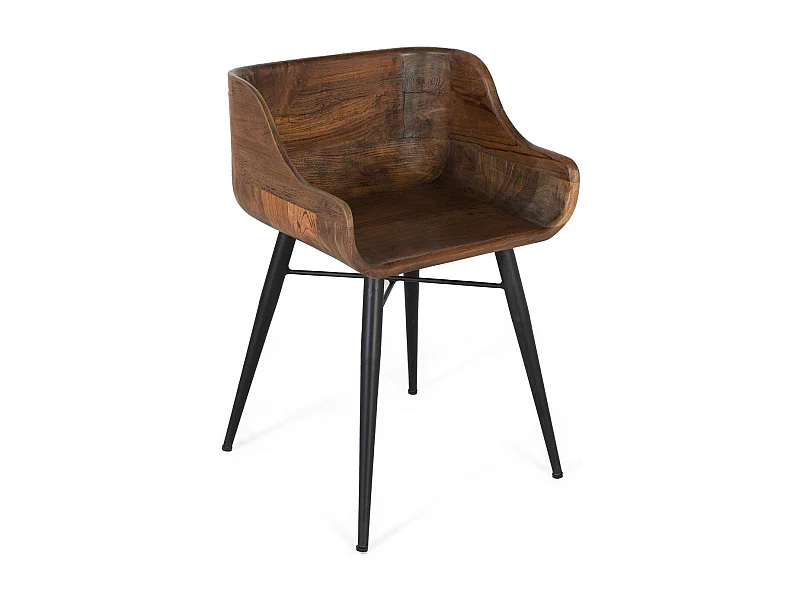 Chaise en bois de teck et pieds en fer