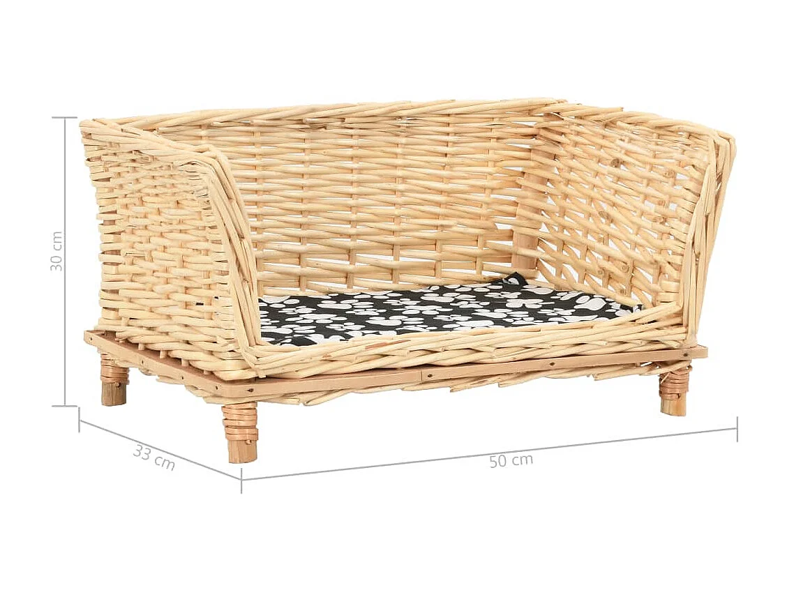 Louis-Léon  Panier pour cens avec coussin 50x33x30 cm Saule l