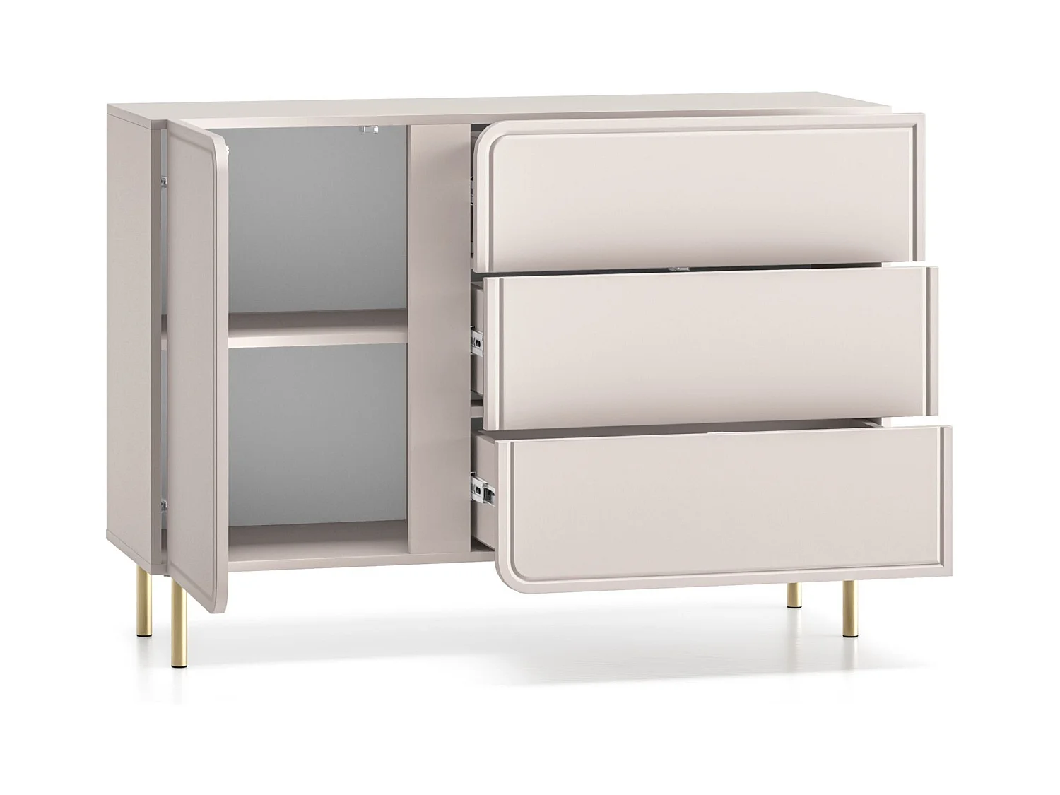 Buffet 1 porte avec 3 tiroirs - beige cachemire 120 cm - LOPPA