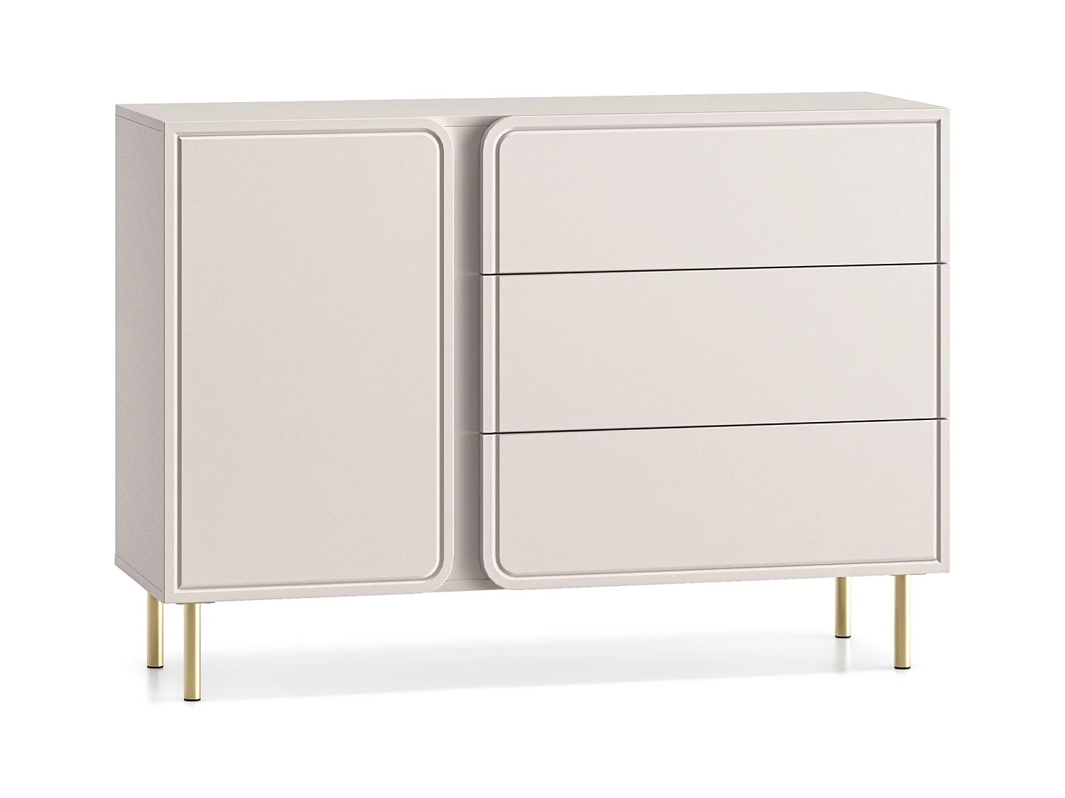 Buffet 1 porte avec 3 tiroirs - beige cachemire 120 cm - LOPPA