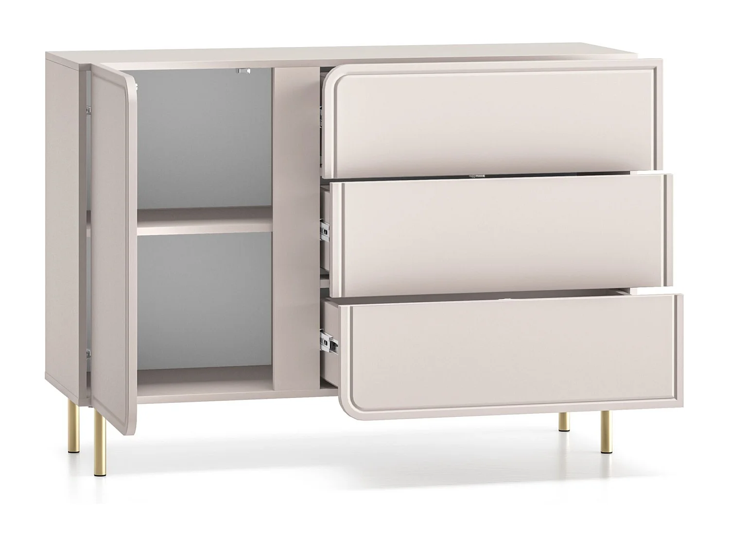 Dressoir 1-deurs – 3 lades – kasjmierbeige – 120 cm – LOPPA