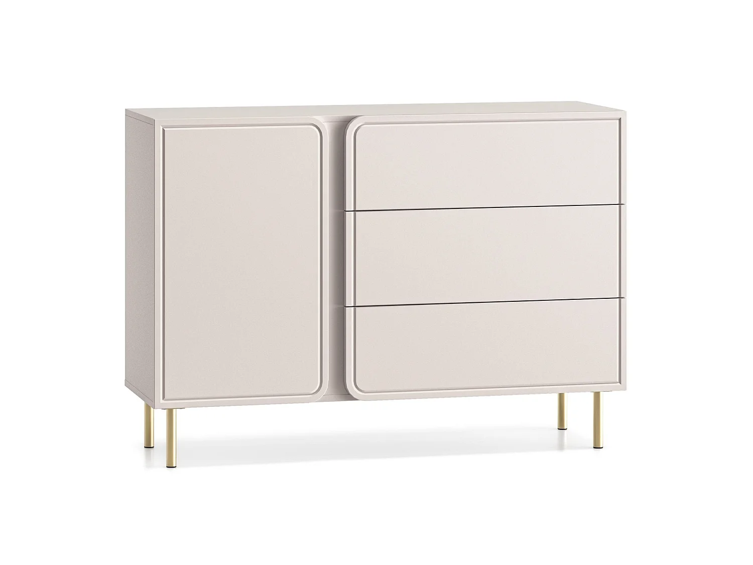 Buffet 1 porte avec 3 tiroirs - beige cachemire 120 cm - LOPPA