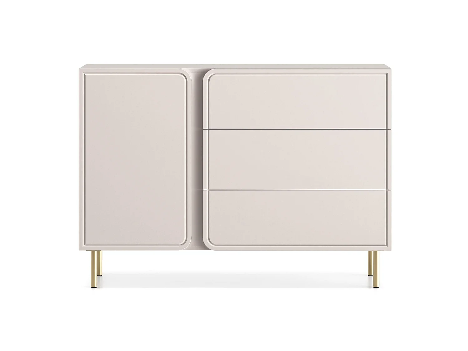 Buffet 1 porte avec 3 tiroirs - beige cachemire 120 cm - LOPPA
