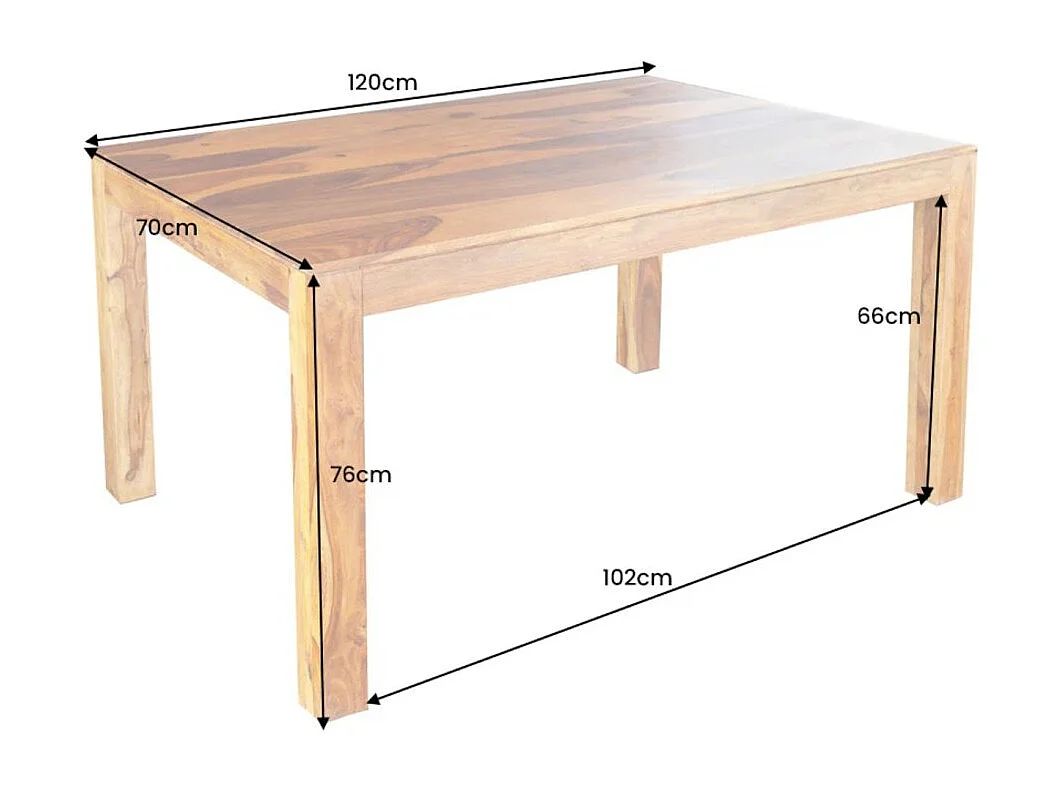 Table de salle à manger TAVINA – Rectangulaire 120 cm – Bois massif – Style rustique