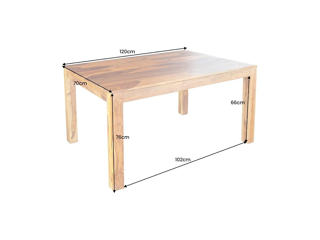 Table de salle à manger TAVINA – Rectangulaire 120 cm – Bois massif – Style rustique