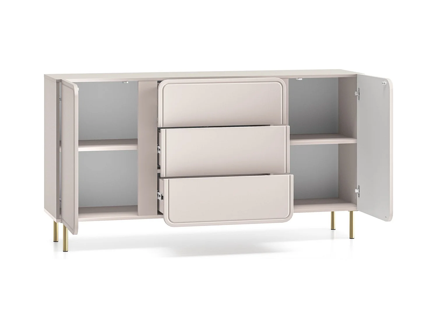 Buffet 2 portes avec 3 tiroirs - beige cachemire 160 cm - LOPPA