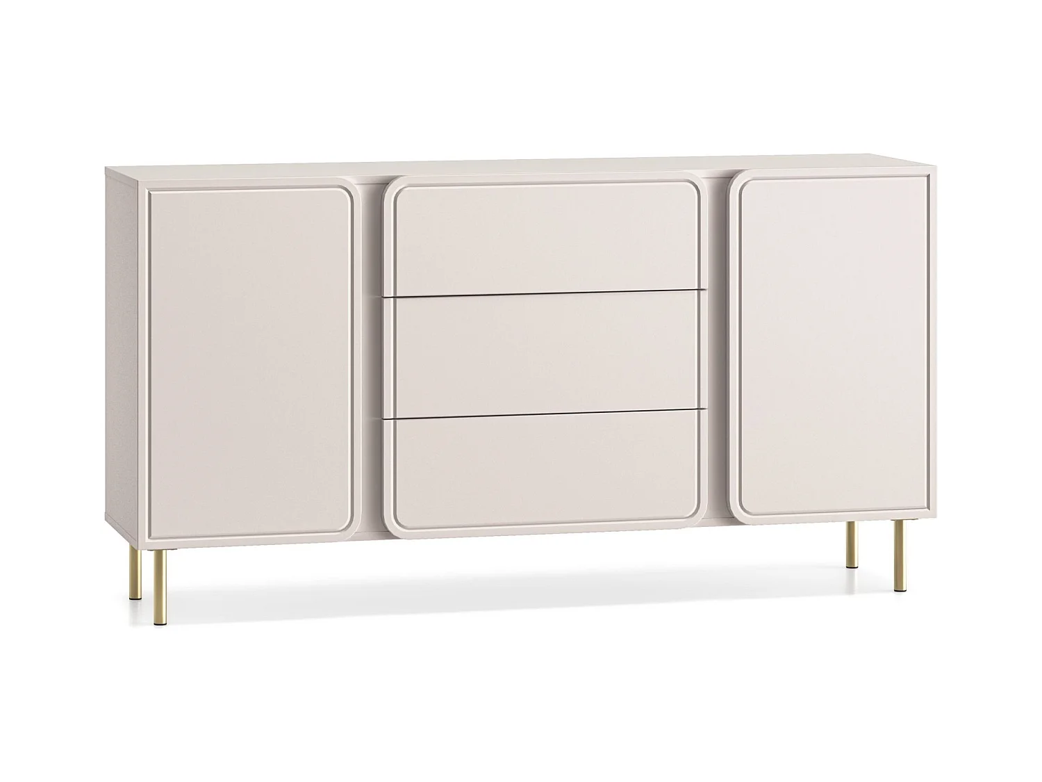 Buffet 2 portes avec 3 tiroirs - beige cachemire 160 cm - LOPPA