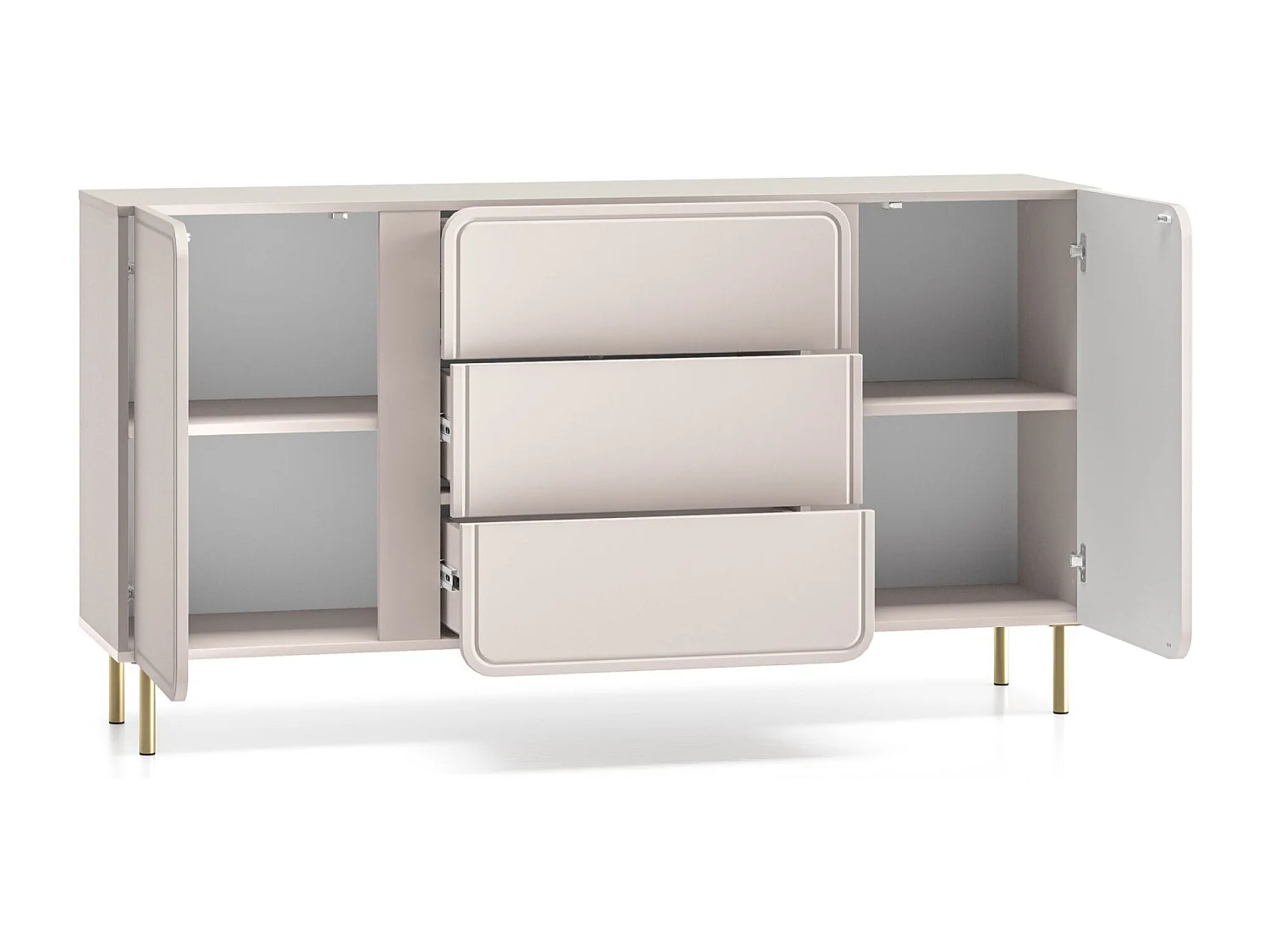 Dressoir 2-deurs – 3 lades – kasjmierbeige – 160 cm – LOPPA