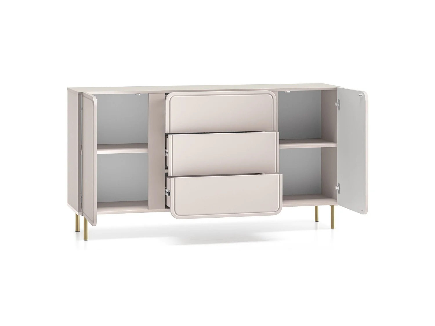 Buffet 2 portes avec 3 tiroirs - beige cachemire 160 cm - LOPPA