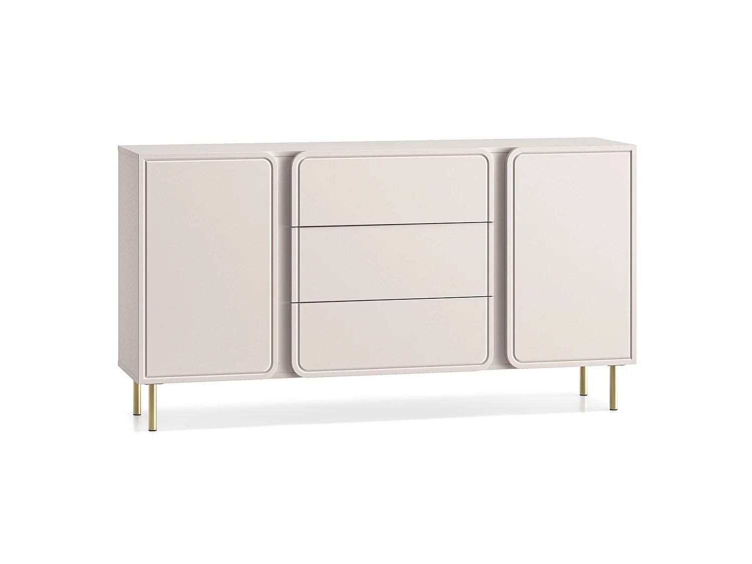 Buffet 2 portes avec 3 tiroirs - beige cachemire 160 cm - LOPPA