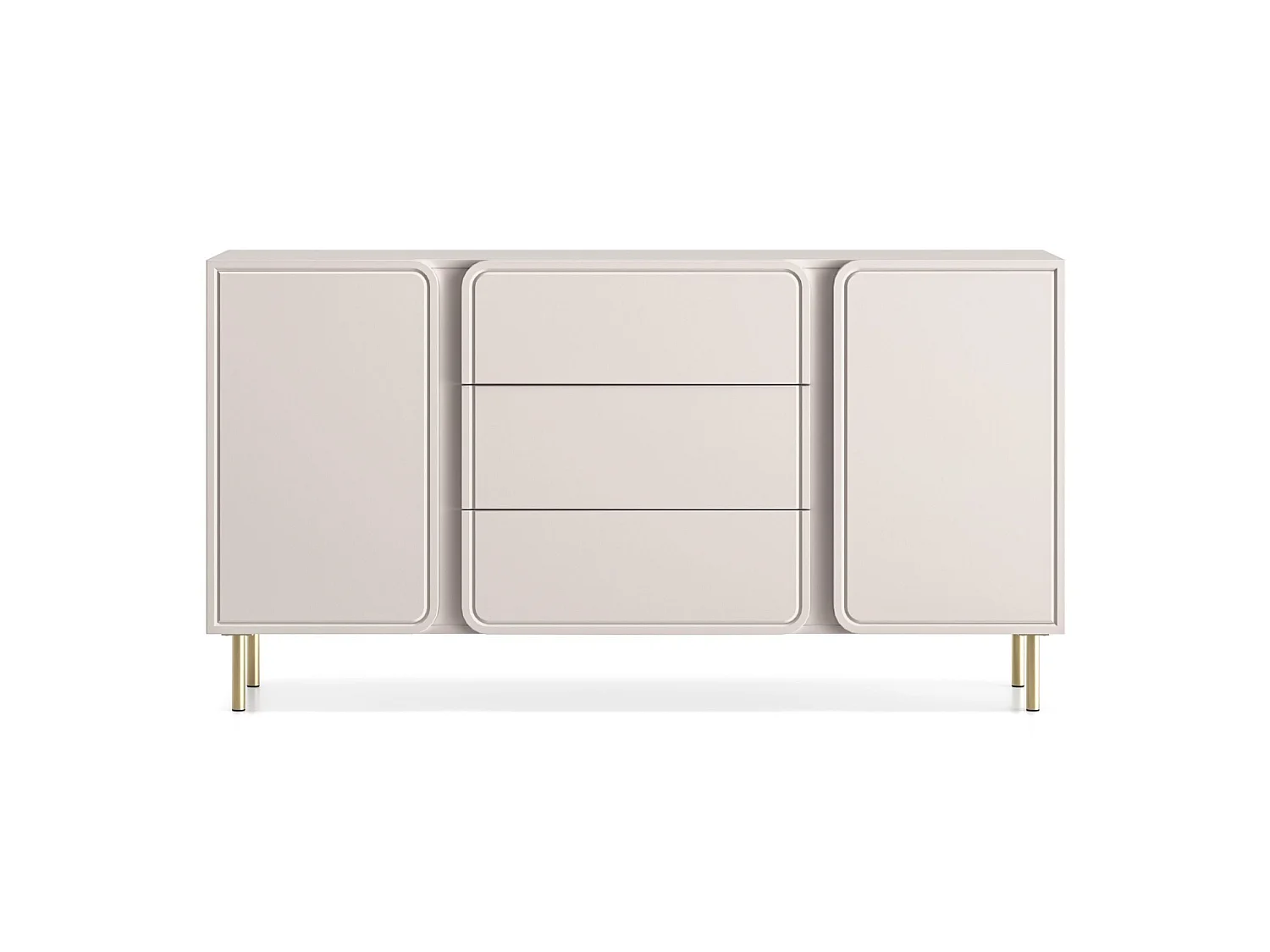 Buffet 2 portes avec 3 tiroirs - beige cachemire 160 cm - LOPPA