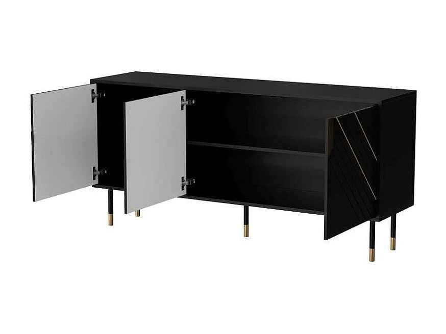 Buffet design noir et doré 3 portes 154 cm Cardona