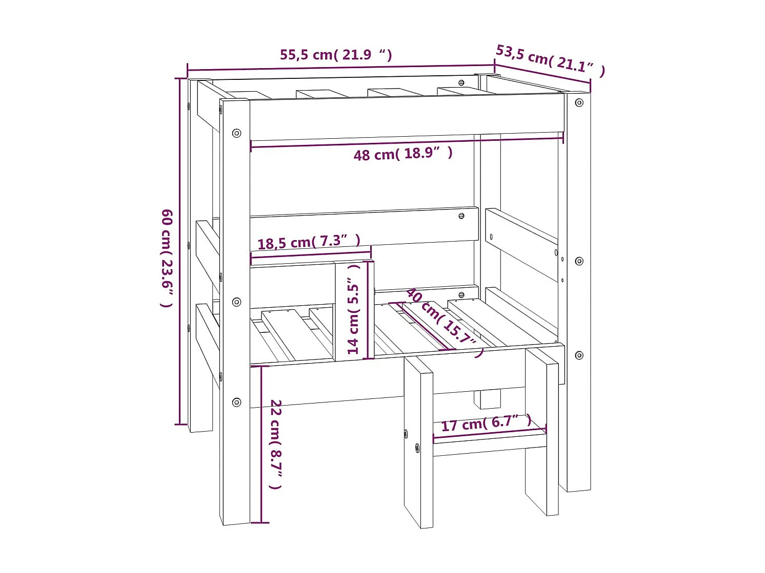Varyn  Lit pour cen Marron miel 55,5x53,5x60 cm Bois de pin solide