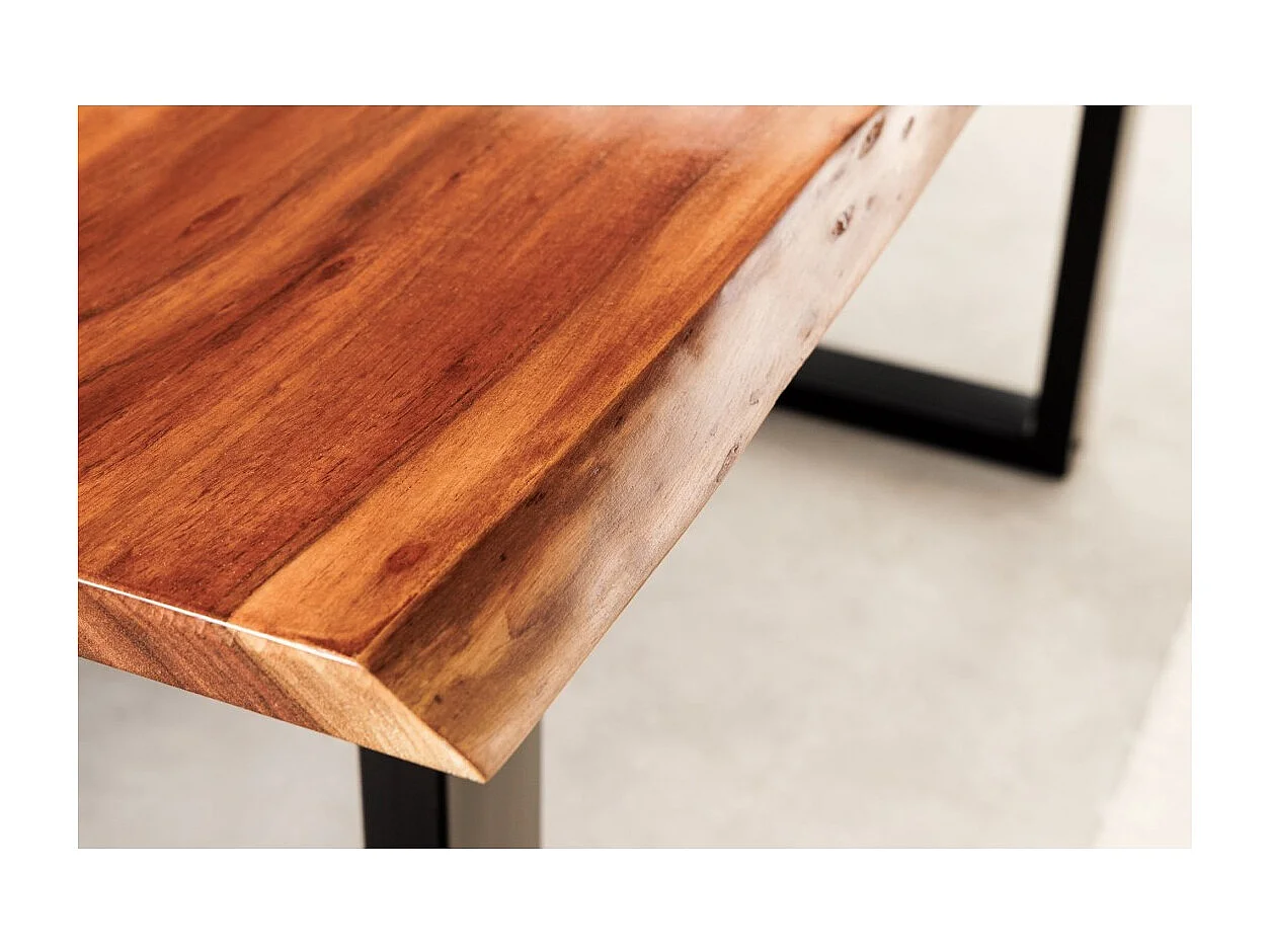Table de salle à manger LAGUNA – Rectangulaire 160 cm – Bois massif d'acacia et résine époxy bleue