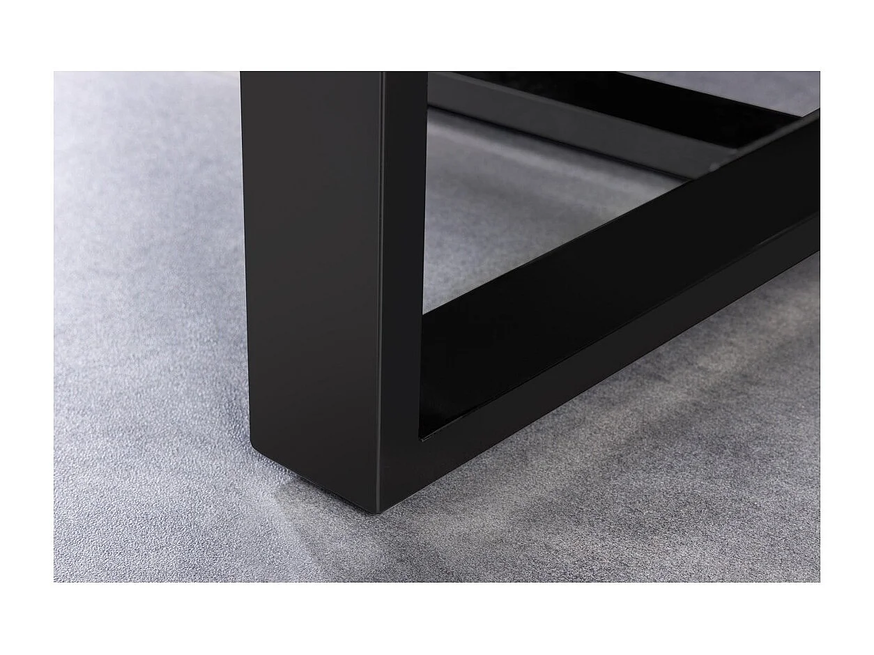 Table de salle à manger RAFTA – Rectangulaire 220 cm – Bois, métal et verre – Style industriel