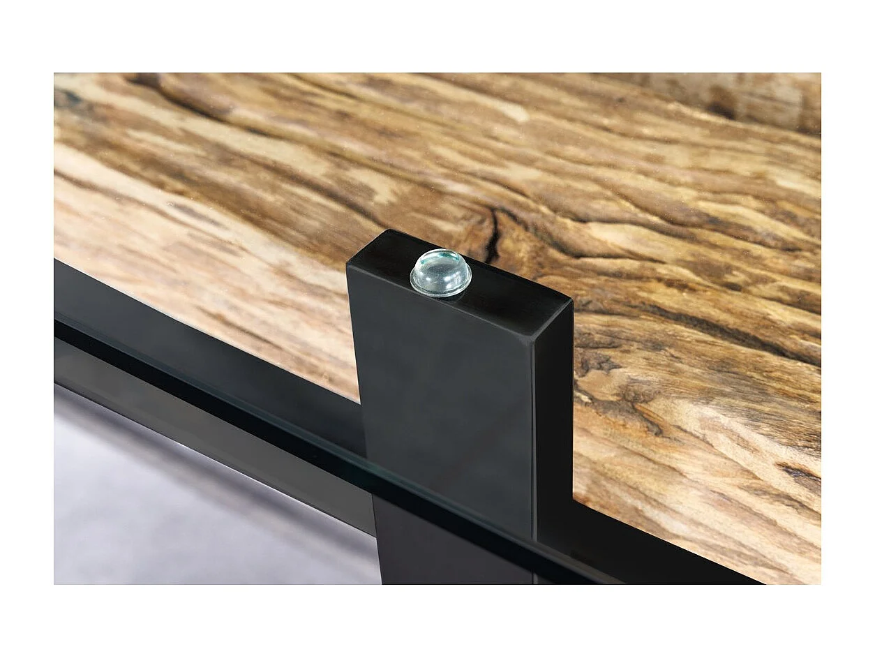 Table de salle à manger RAFTA – Rectangulaire 220 cm – Bois, métal et verre – Style industriel