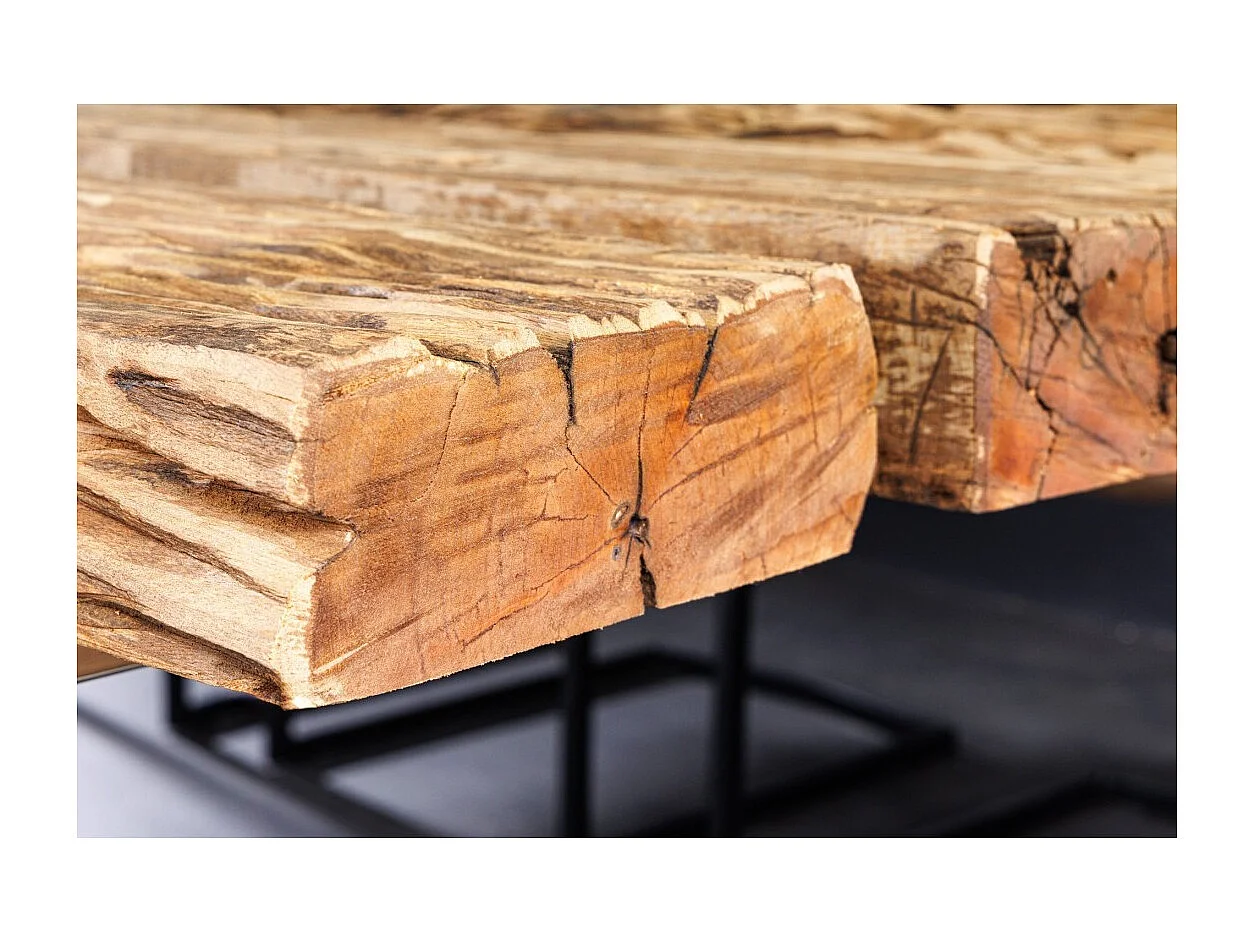 RAFTA eettafel – Rechthoekig 220 cm – Hout, metaal en glas – Industriële stijl