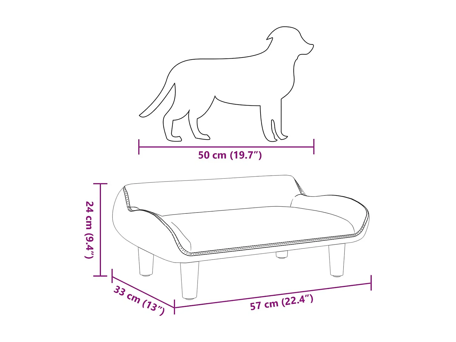 Kessel  Lit pour cen rose 70x40x24 cm velours