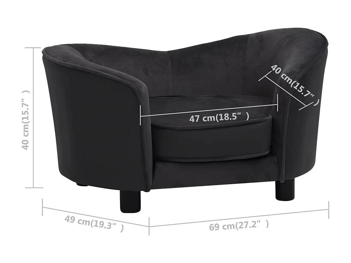 Vandœuvre-lès-Nancy  Canapé pour cen Noir 69x49x40 cm Peluche et similicuir