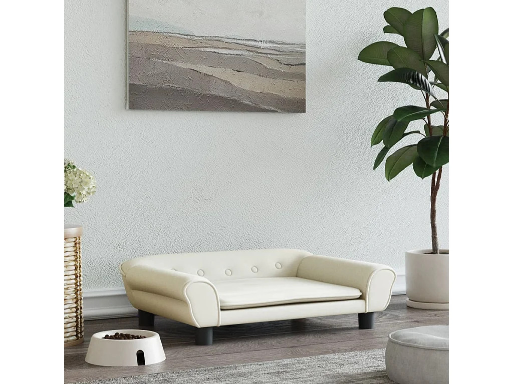 Angeren  Lit pour cen crème 70x48x22 cm velours